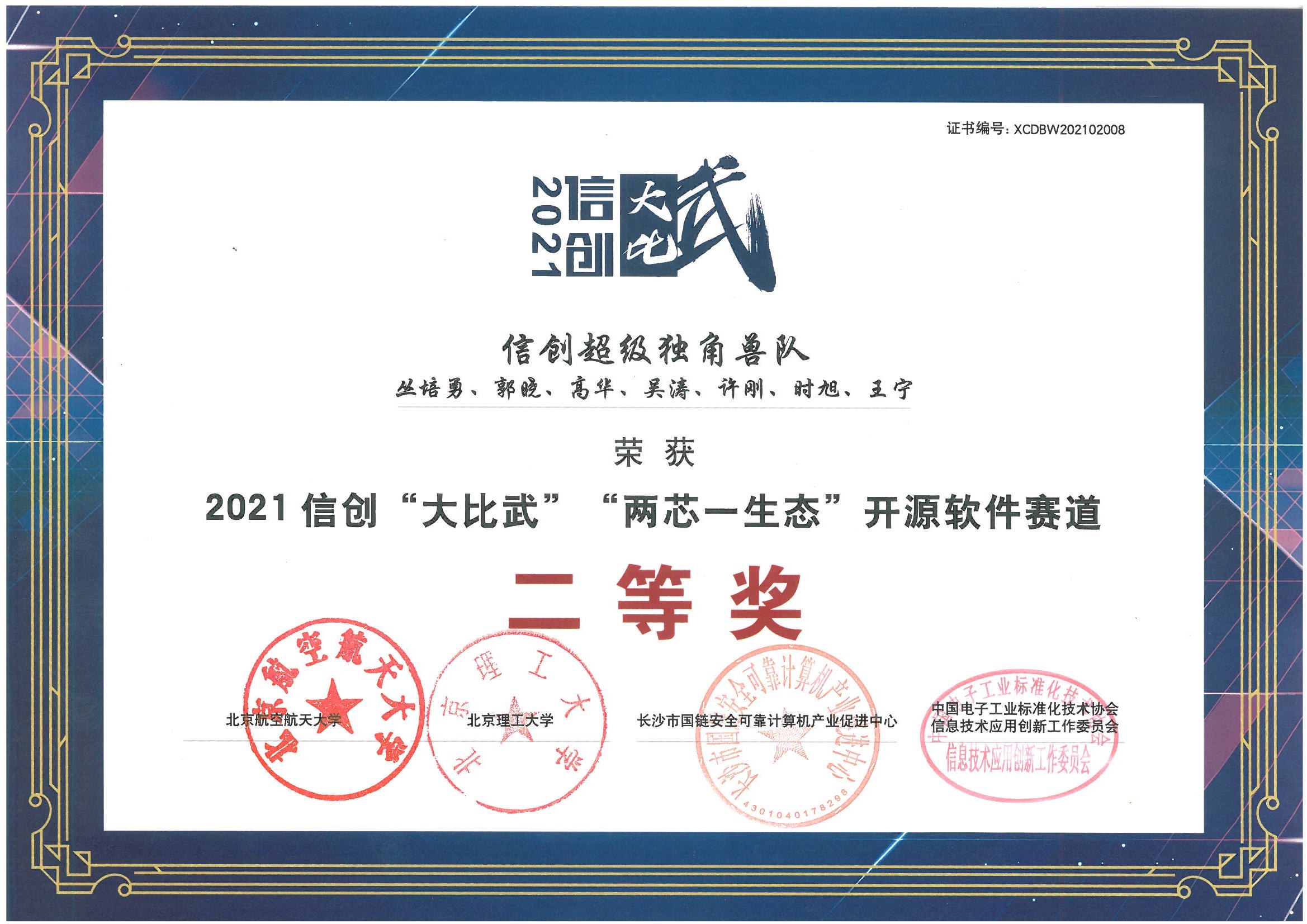 2021信创大比武两芯一生态开源软件赛道二等奖
